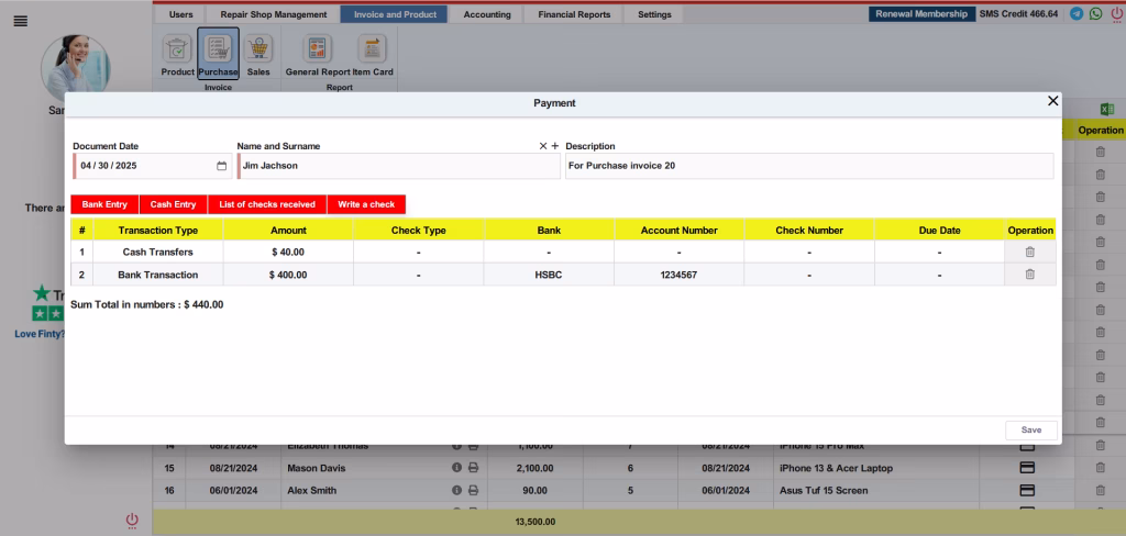 Recorded Payment