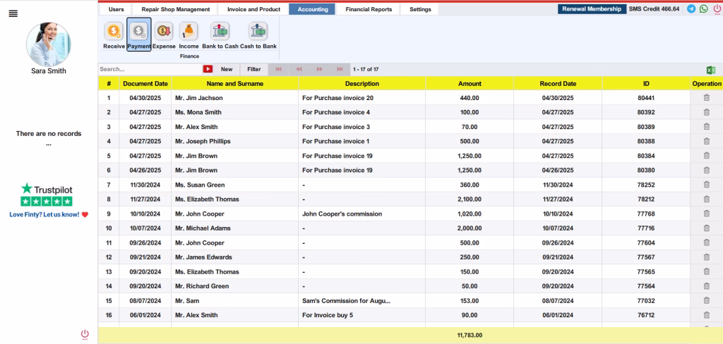 Track Payments