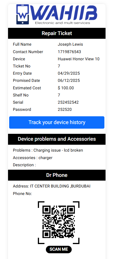 Mobile Repair Shop Software 2 repair ticket 80mm